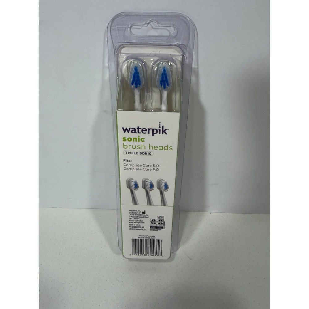 Waterpik Triple Sonic Replacement Brush Heads 3-Pack STRB-3WW White Blue NEW
